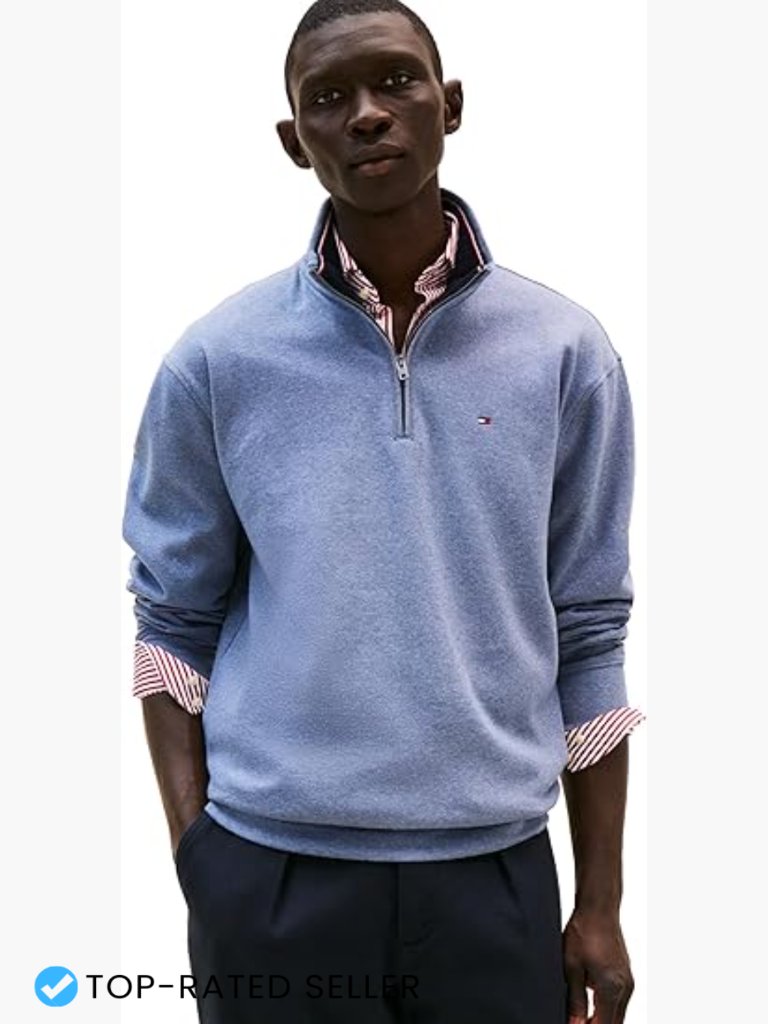 1/4 Zip Mock Neck Fleece Pullover Sweatshirt Soft Cotton Classic Logo